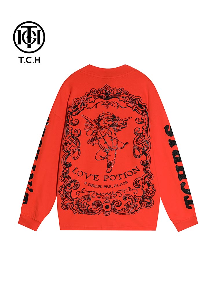 TCH Rhinestone Letter Print Sweatshirt