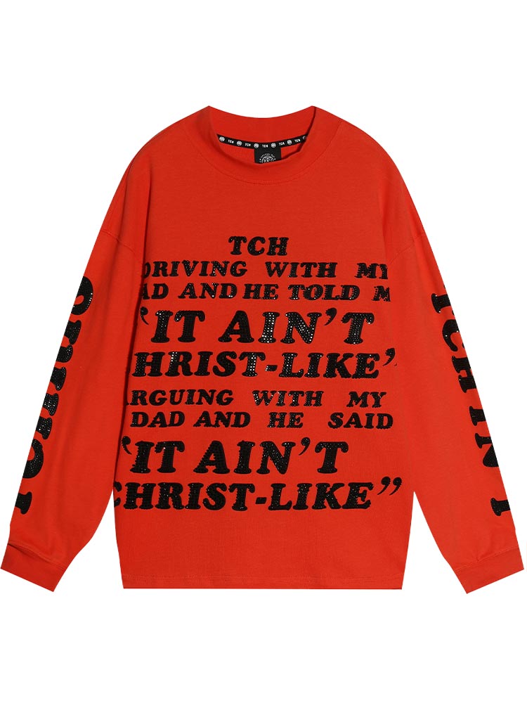 TCH Rhinestone Letter Print Sweatshirt