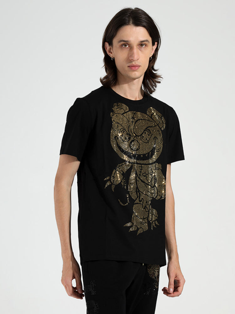 TCH Graphic Cartoon Sparkle Crew Neck T-shirt