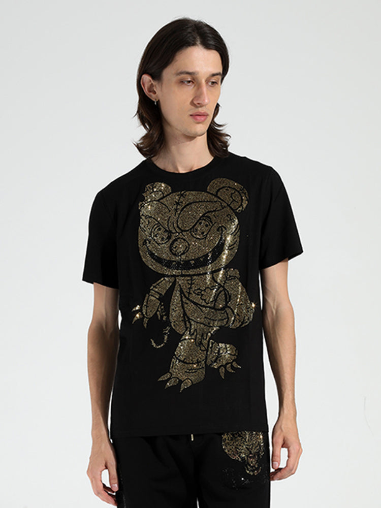 TCH Graphic Cartoon Sparkle Crew Neck T-shirt