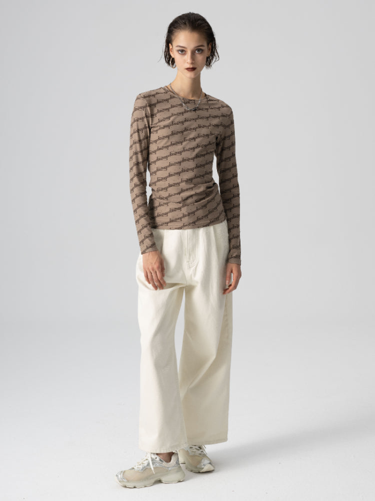 TCH Long Sleeve Crew Neck Top In Neutral