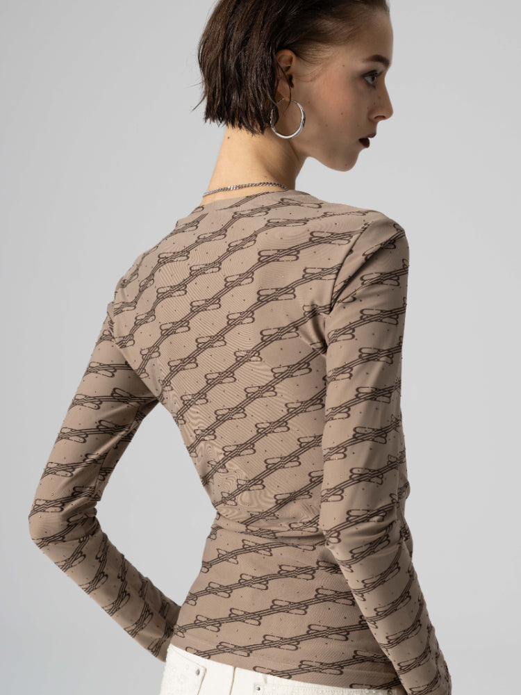 TCH Long Sleeve Crew Neck Top In Neutral