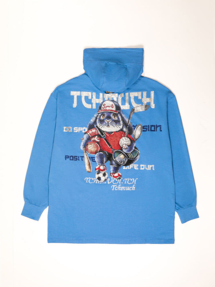 TCH Rhinestone Graphic Oversized Hoodie Dress
