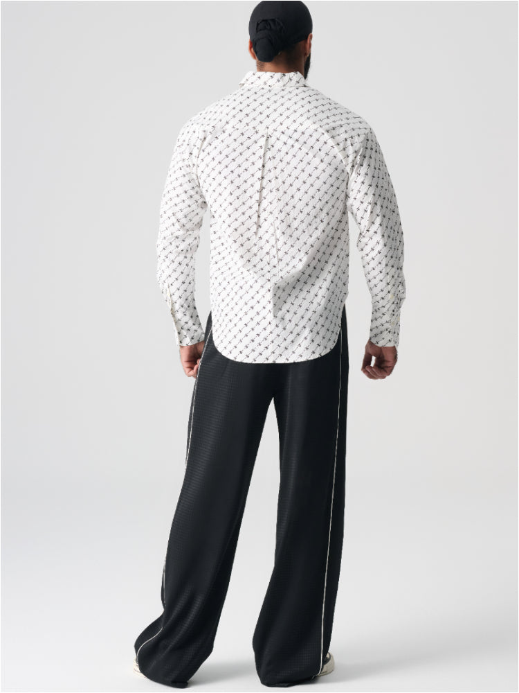 TCH Men's White Slim Fit Printed Shirt
