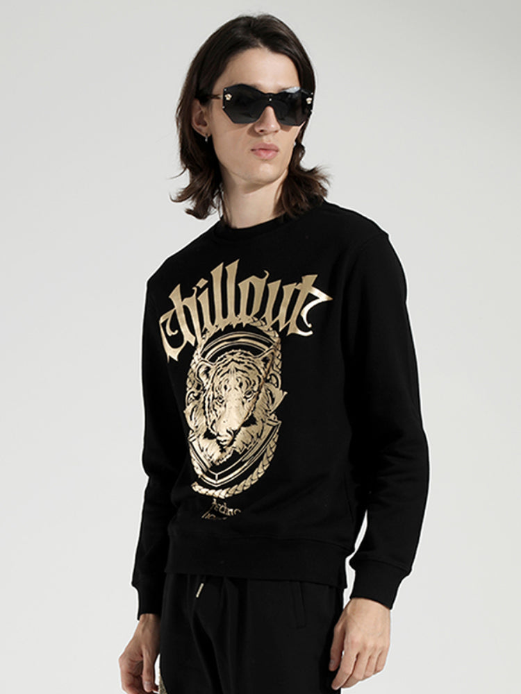 TCH Gold Printed Crew Neck Loose Sweatshirt