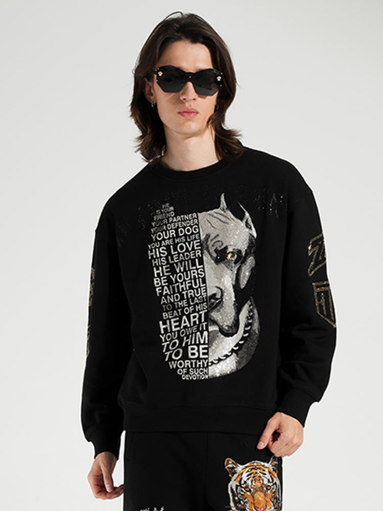 TCH Graphic Rhinestone Cotton Sweatshirt with Angel Wings