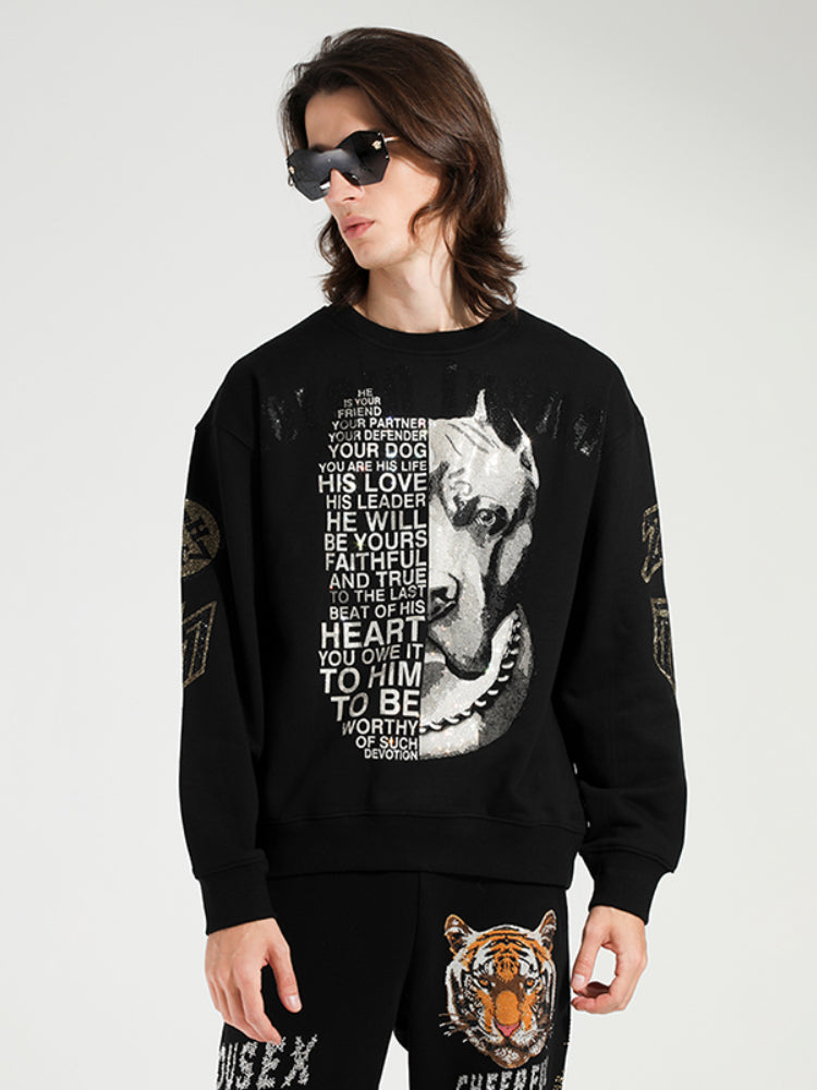 TCH Graphic Rhinestone Cotton Sweatshirt with Angel Wings
