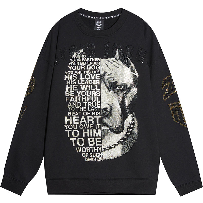 TCH Graphic Rhinestone Cotton Sweatshirt with Angel Wings