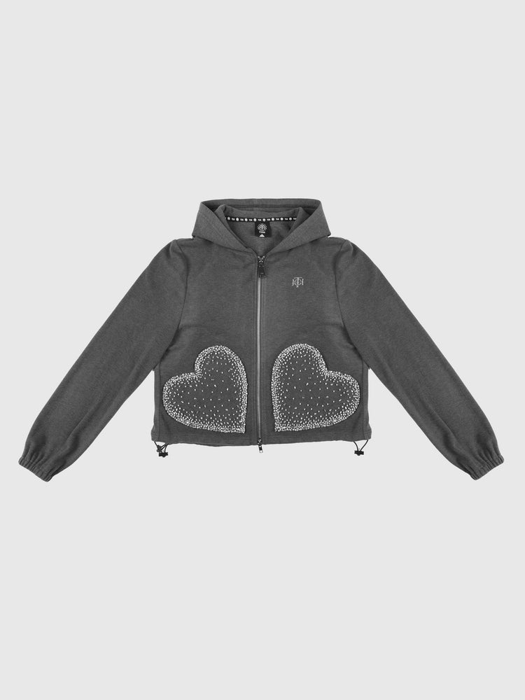 TCH Rhinestone Zip Up Hoodie Knitted Jacket