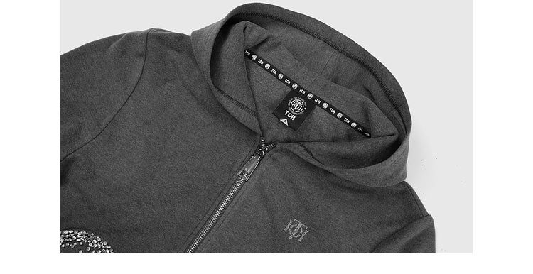 TCH Rhinestone Zip Up Hoodie Knitted Jacket