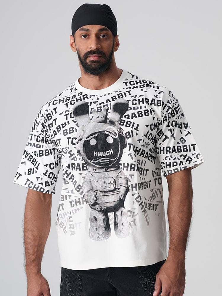 tch all-over letter graphic rhinestone t-shirt white HighEnd Luxury Streetwear Brand Official Showcase