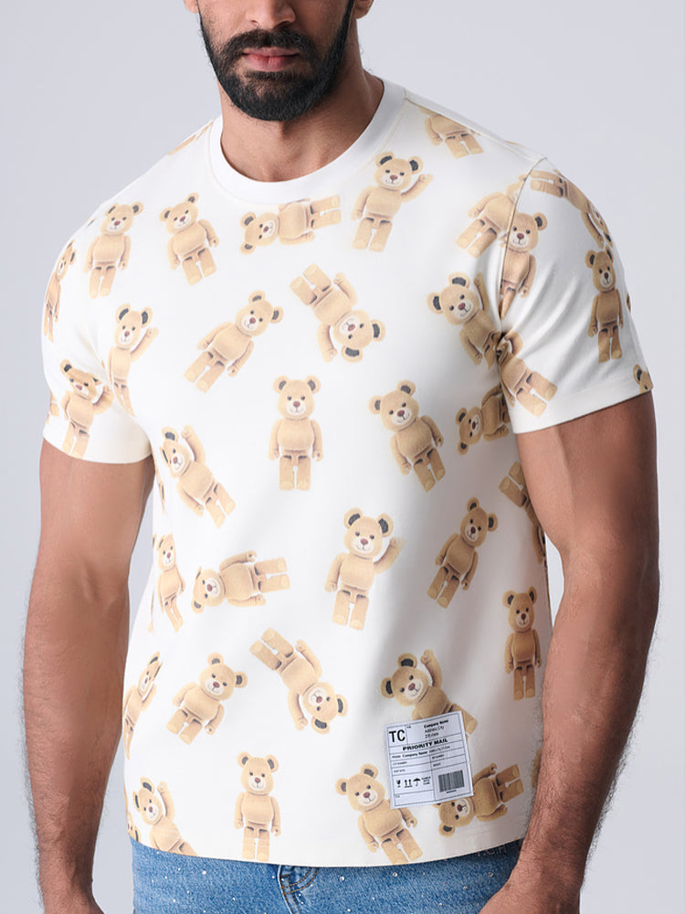 TCH All Over Teddy Print Short Sleeve T-Shirt white HighEnd Luxury Streetwear Brand Official Showcase