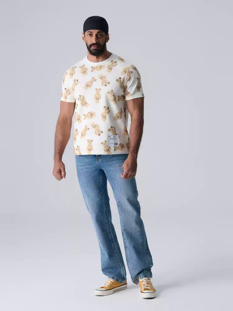 TCH All Over Teddy Print Short Sleeve T-Shirt white HighEnd Luxury Streetwear Brand Official Showcase