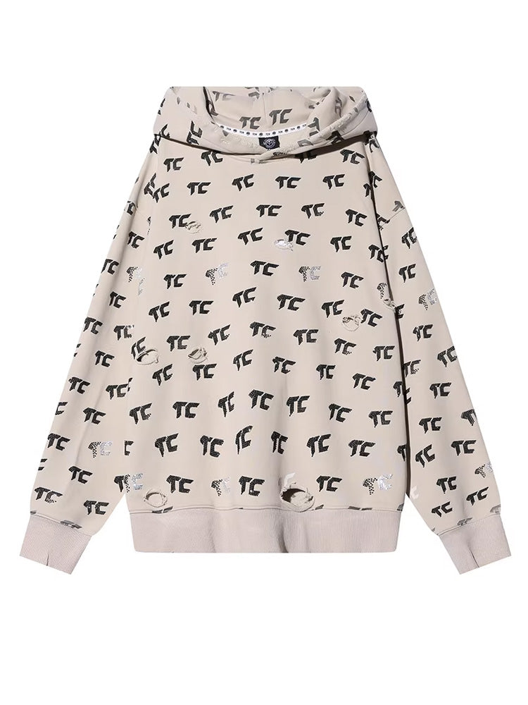 tch allover rhinestone logo hoodies khaki1 HighEnd Luxury Streetwear Brand Official Showcase