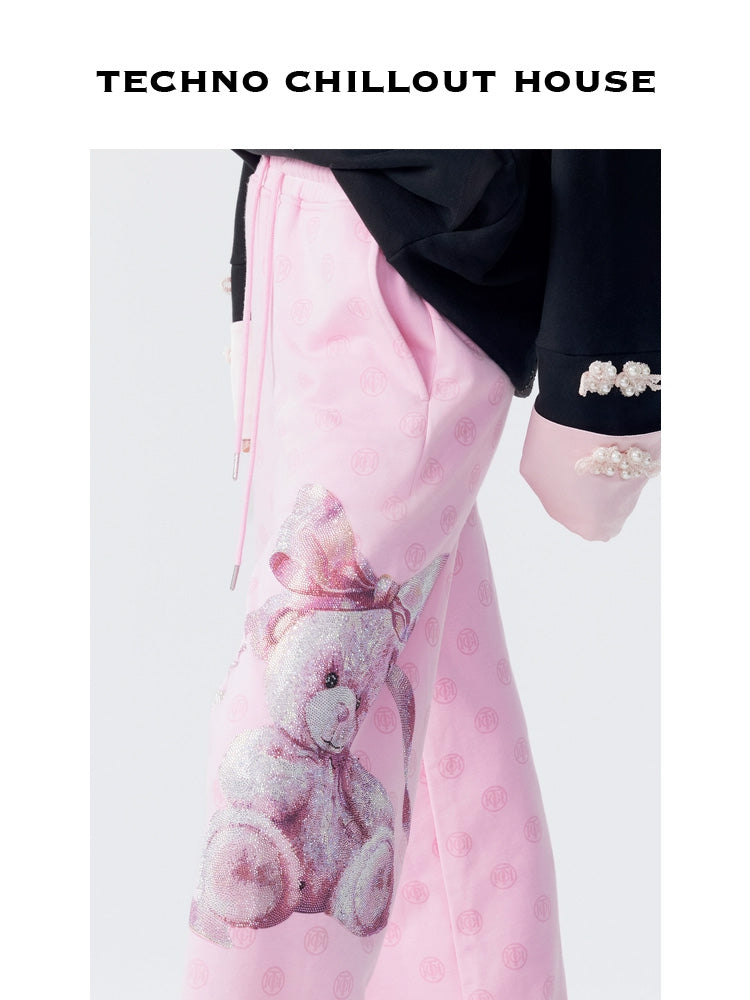 tch allover teddy bear rhinestone long pants pink HighEnd Luxury Streetwear Brand Official Showcase