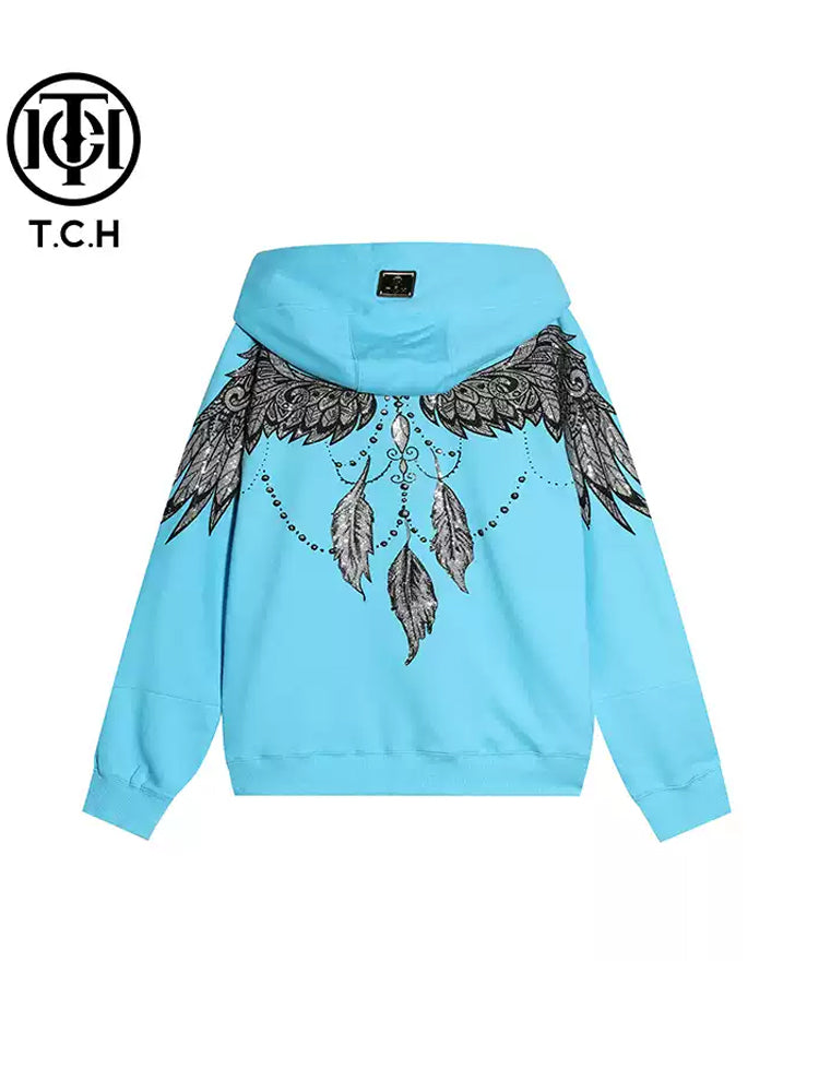 tch angel wings rhinestone dog hoodie blue HighEnd Luxury Streetwear Brand Official Showcase