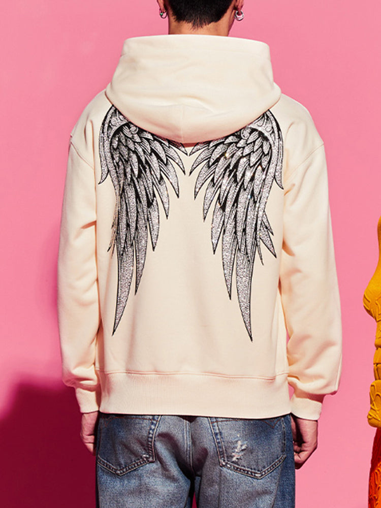 tch angel wings rhinestone solid hoodie beige HighEnd Luxury Streetwear Brand Official Showcase