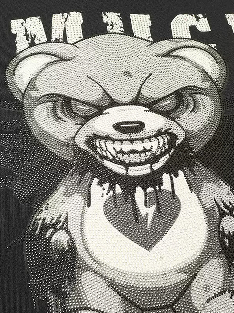 TCH Angry Bear Rhinestone Letter Hoodie HighEnd Luxury Streetwear Brand Official Showcase