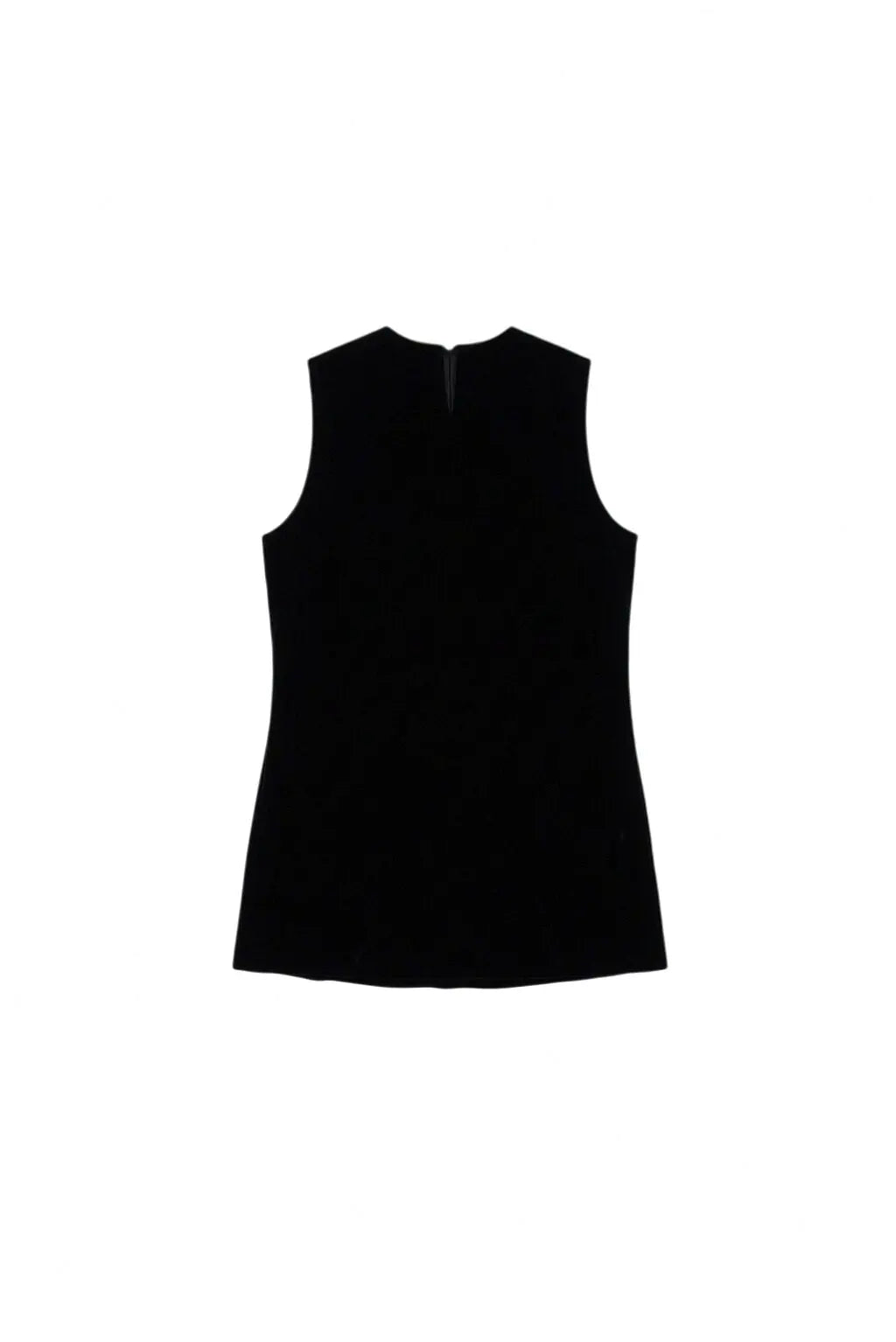 Black sleeveless dress on a white background, TCH Black Vest Rhinestone Lucky Horse & Red Stitch Wooden Horse Design