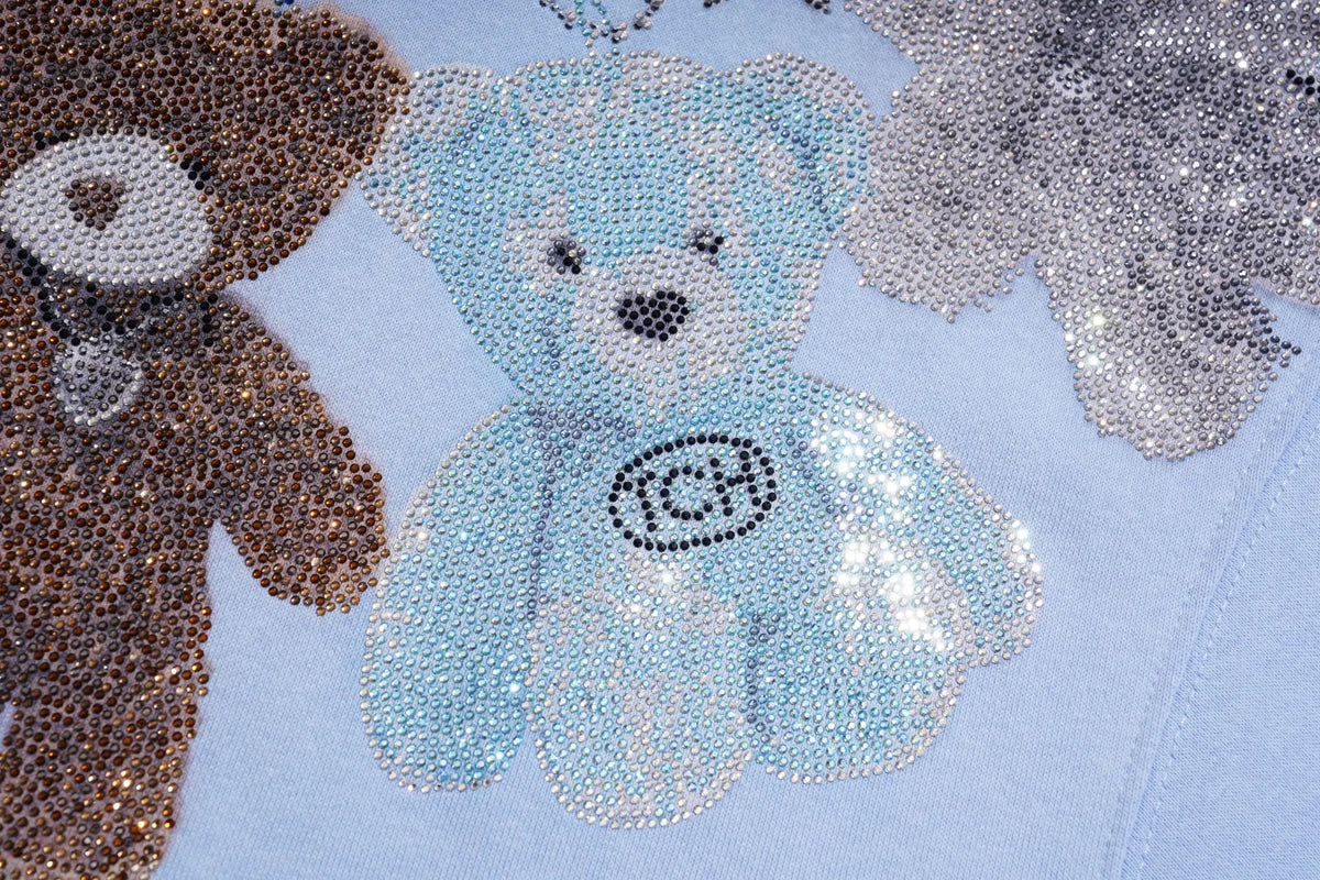 TCH Blue Teddy Bear Rhinestone Zip Hoodie TCH Blue Teddy Bear Rhinestone Zip Hoodie