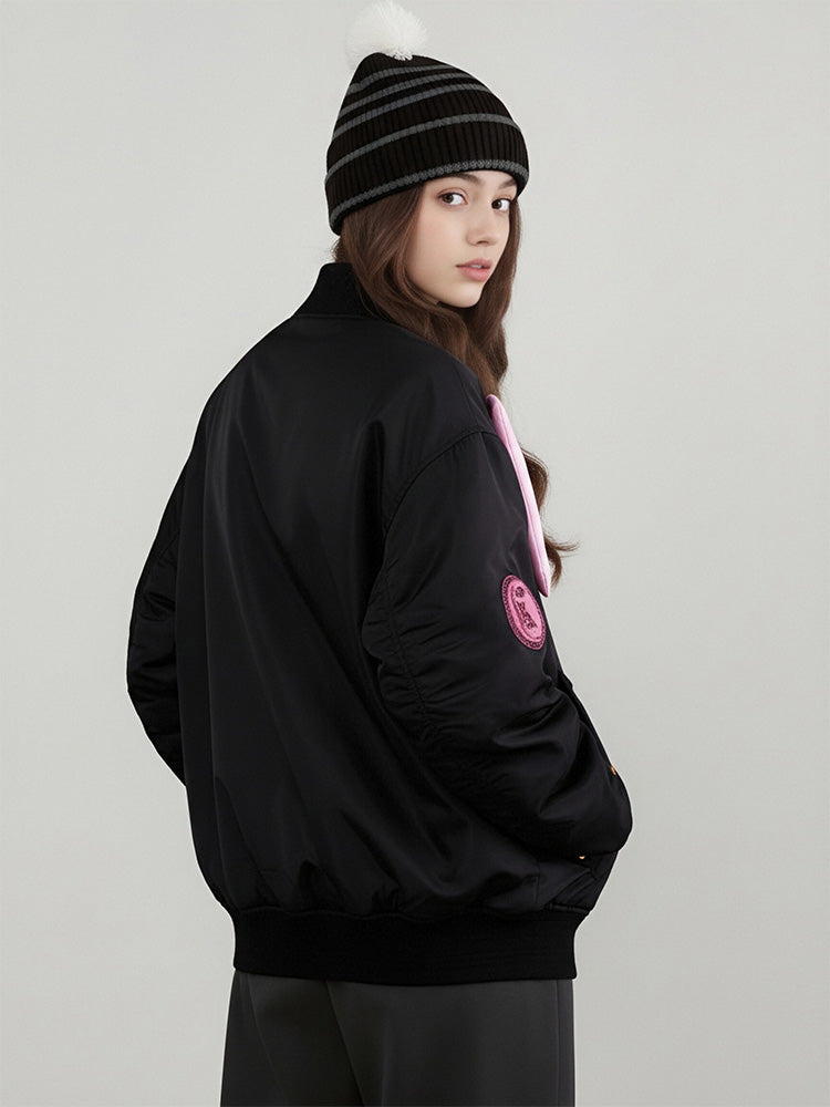 tch bow-front contrast zip-up bomber jacket black HighEnd Luxury Streetwear Brand Official Showcase