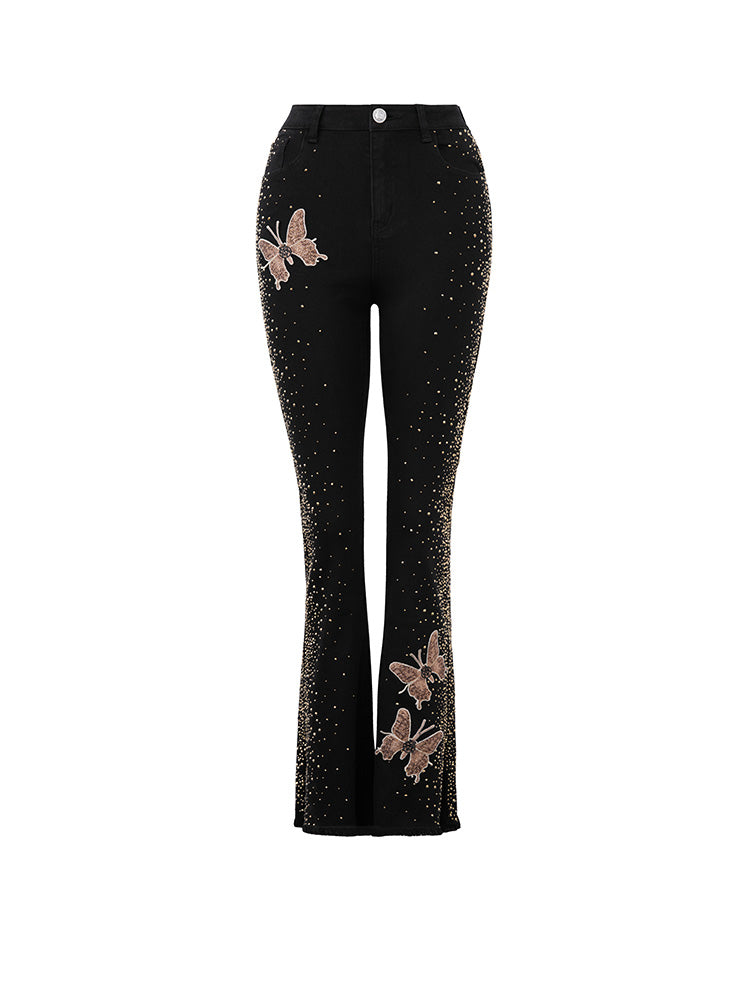 tch butterfly crystal embellished skinny jeans black HighEnd Luxury Streetwear Brand Official Showcase