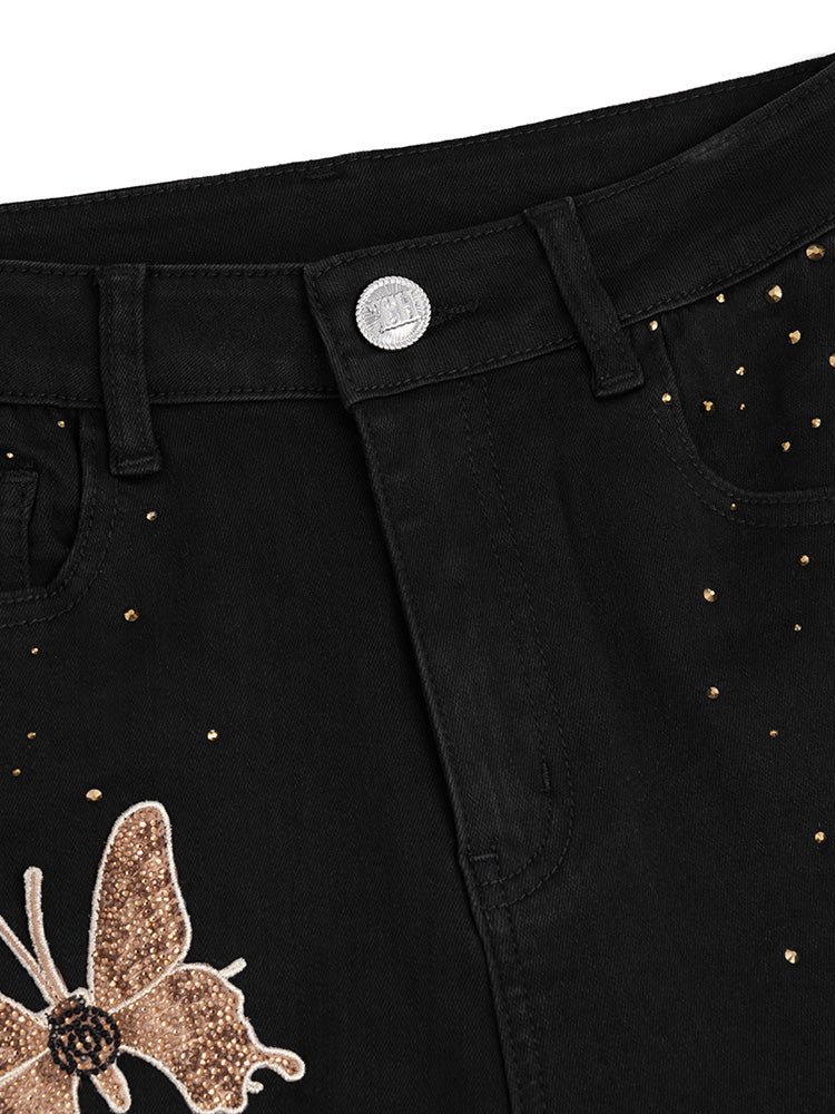 tch butterfly crystal embellished skinny jeans black HighEnd Luxury Streetwear Brand Official Showcase