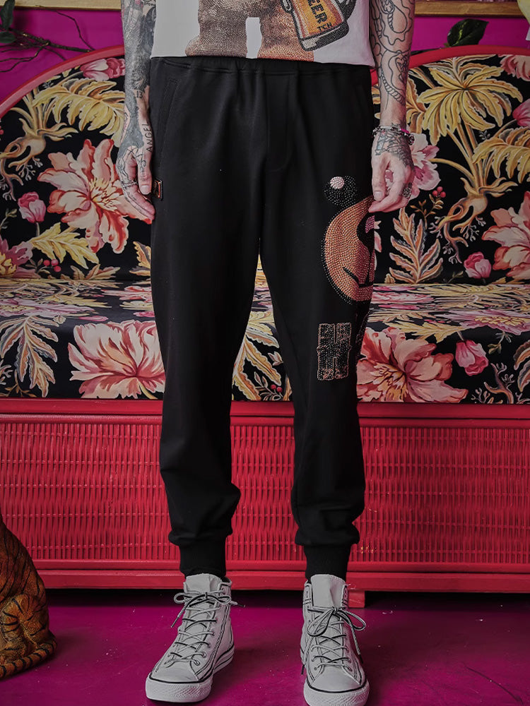 tch cartoon bear rhinestone letter jogger black HighEnd Luxury Streetwear Brand Official Showcase