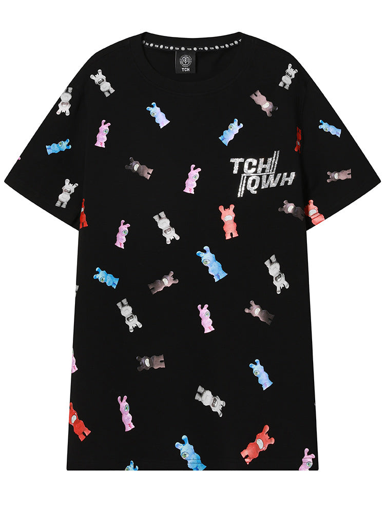 tch cartoon rhinestone colorful casual t-shirt black HighEnd Luxury Streetwear Brand Official Showcase