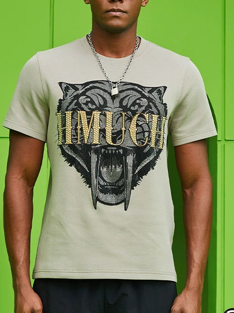 tch causal rhinestone cheetah tee t-shirt whiteandgrey HighEnd Luxury Streetwear Brand Official Showcase