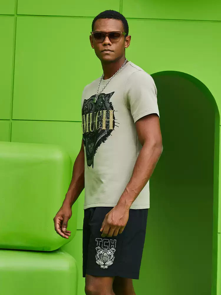tch causal rhinestone cheetah tee t-shirt whiteandgrey HighEnd Luxury Streetwear Brand Official Showcase