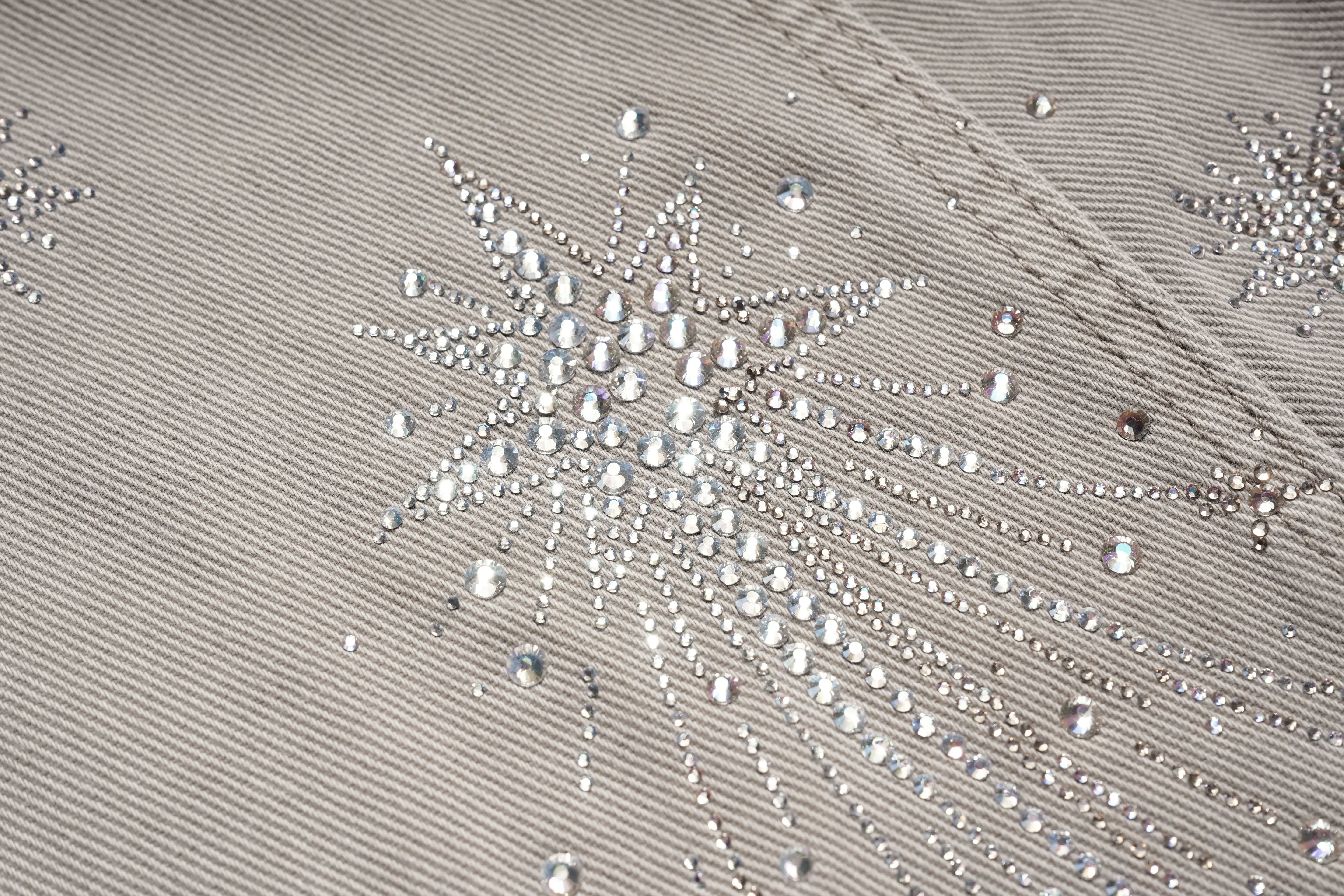 Close-up of water droplets on a textured surface, TCH Celestial Firework Rhinestone Wide-Leg Pants
