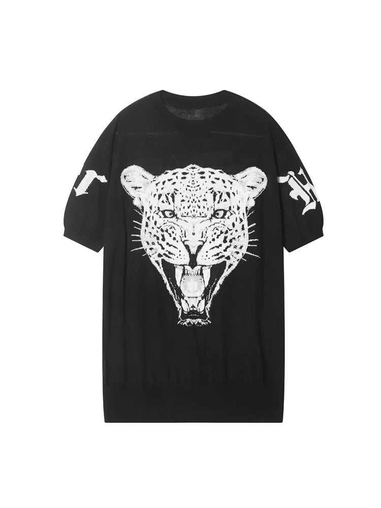 tch cheetah rhinestone knit t-shirt black HighEnd Luxury Streetwear Brand Official Showcase