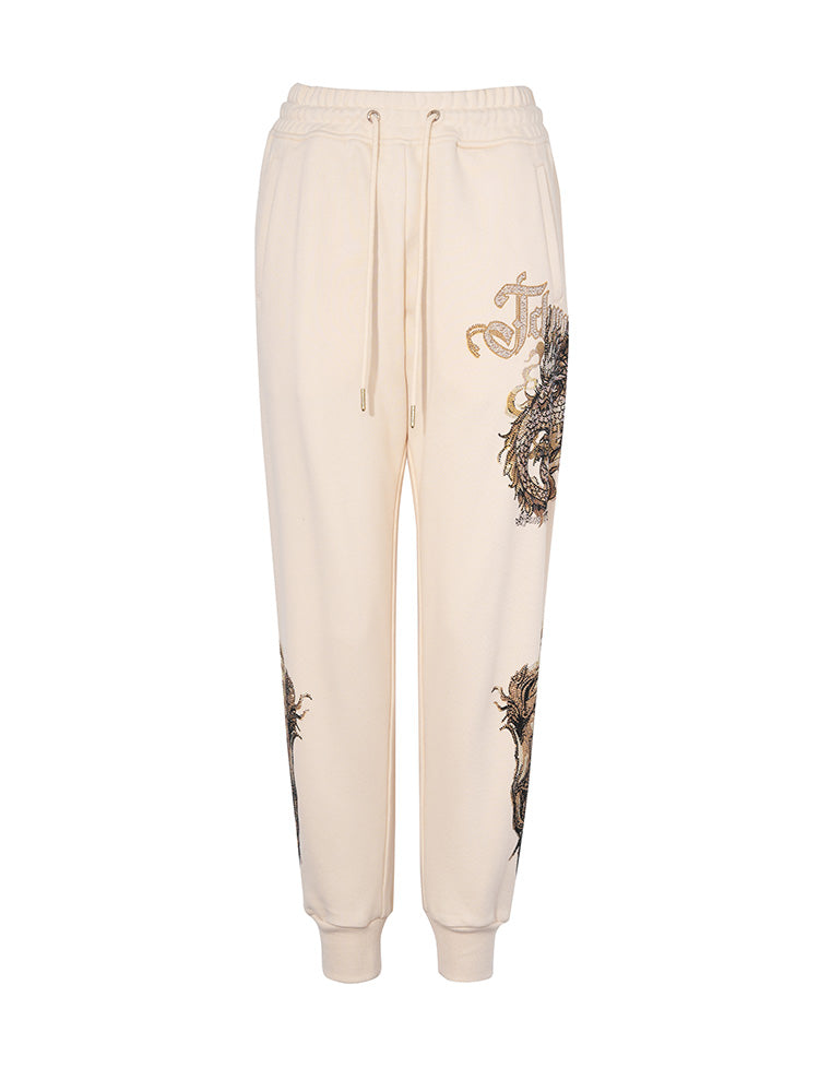 TCH Cotton Rhinestone Dragon Wings Jogger beige HighEnd Luxury Streetwear Brand Official Showcase