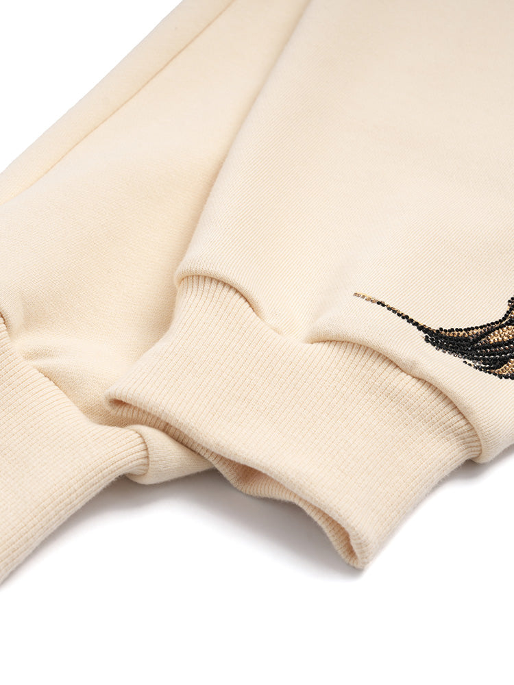 TCH Cotton Rhinestone Dragon Wings Jogger beige HighEnd Luxury Streetwear Brand Official Showcase