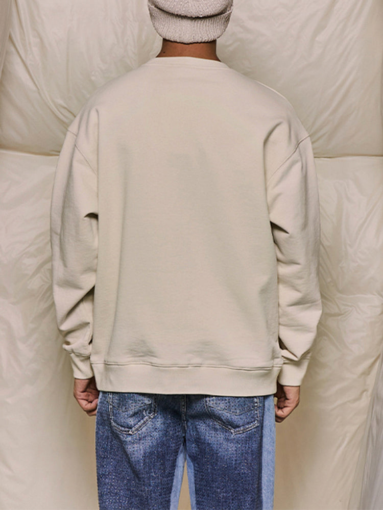 tch cotton rhinestone print crewneck sweatshirt beige HighEnd Luxury Streetwear Brand Official Showcase