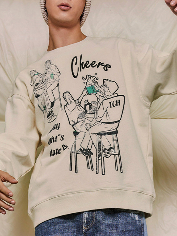 tch cotton rhinestone print crewneck sweatshirt beige HighEnd Luxury Streetwear Brand Official Showcase