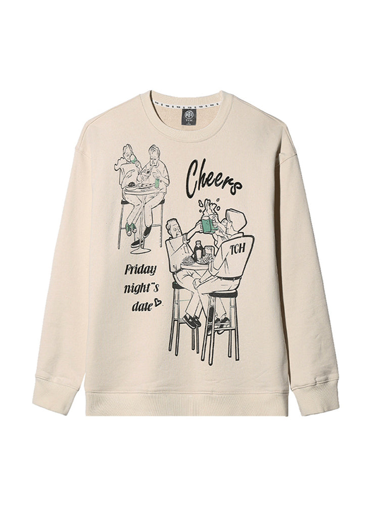 tch cotton rhinestone print crewneck sweatshirt beige HighEnd Luxury Streetwear Brand Official Showcase