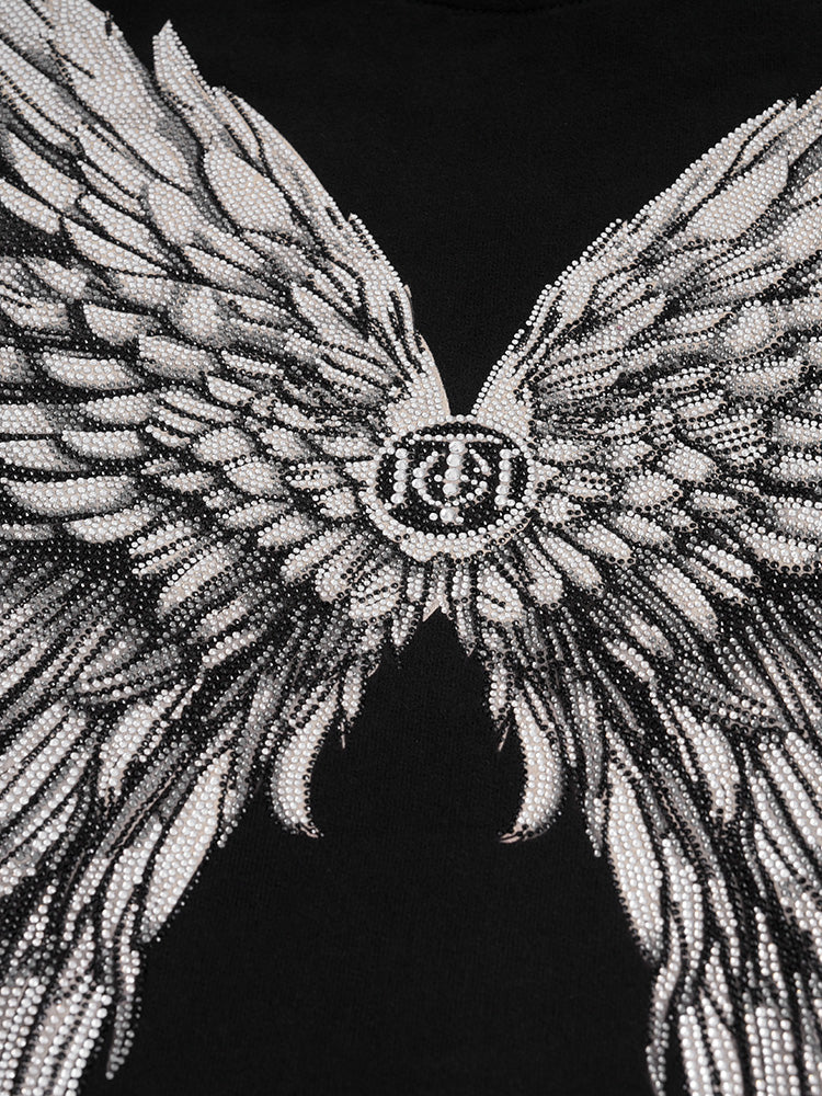 TCH Cotton Rhinestone Wings Sweatshirt black HighEnd Luxury Streetwear Brand Official Showcase