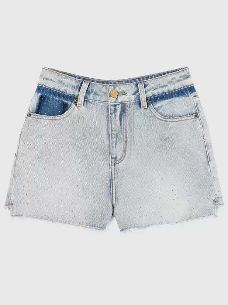 tch crystal-embellished skinny denim shorts lightblue HighEnd Luxury Streetwear Brand Official Showcase