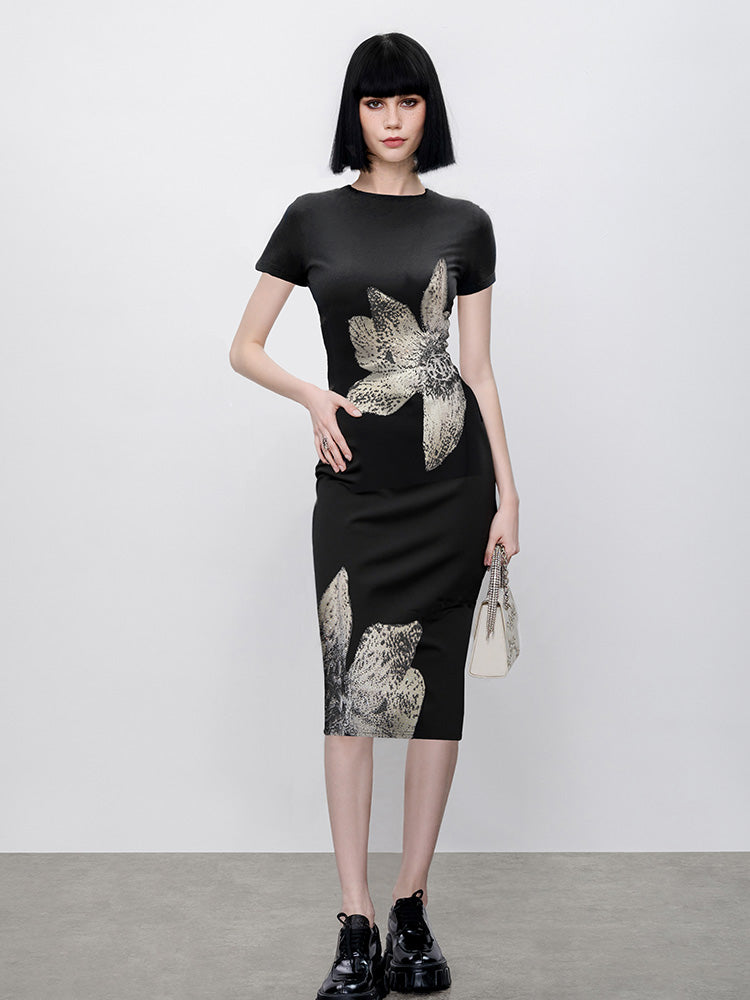TCH Crystal-Embroidered Floral Midi Dress black HighEnd Luxury Streetwear Brand Official Showcase