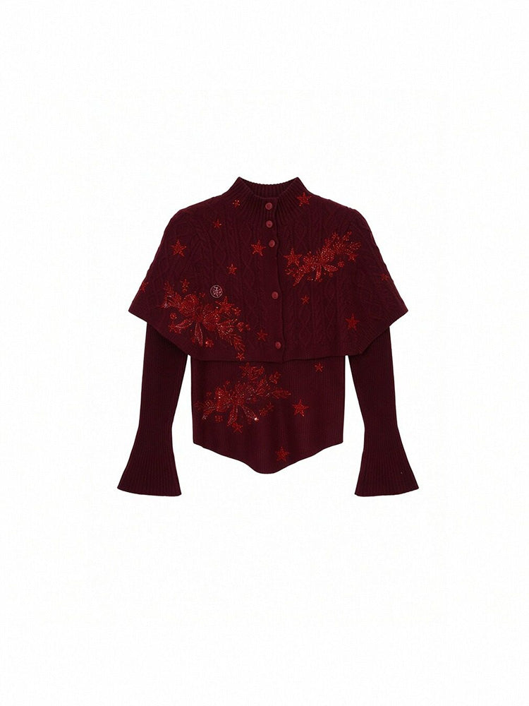 tch crystal constellation knit cape top winered HighEnd Luxury Streetwear Brand Official Showcase