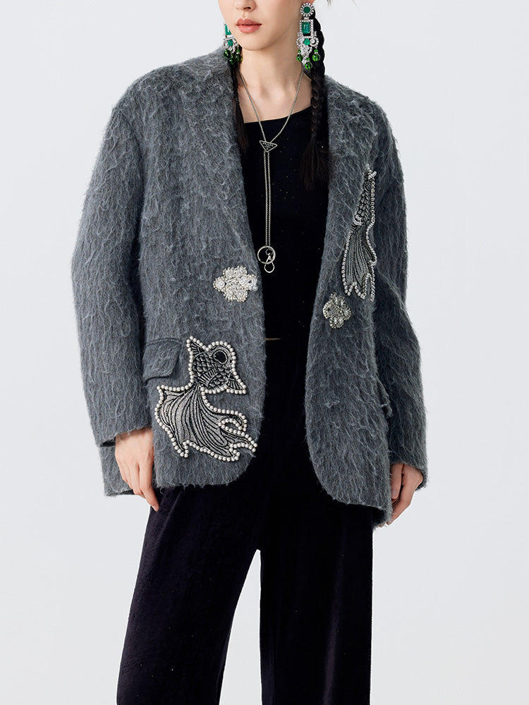 tch crystal embellished sparkle knit cardigan jacket darkgray HighEnd Luxury Streetwear Brand Official Showcase