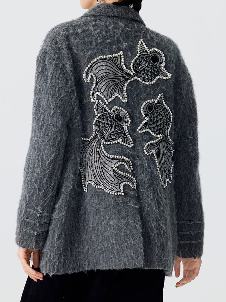 tch crystal embellished sparkle knit cardigan jacket darkgray HighEnd Luxury Streetwear Brand Official Showcase