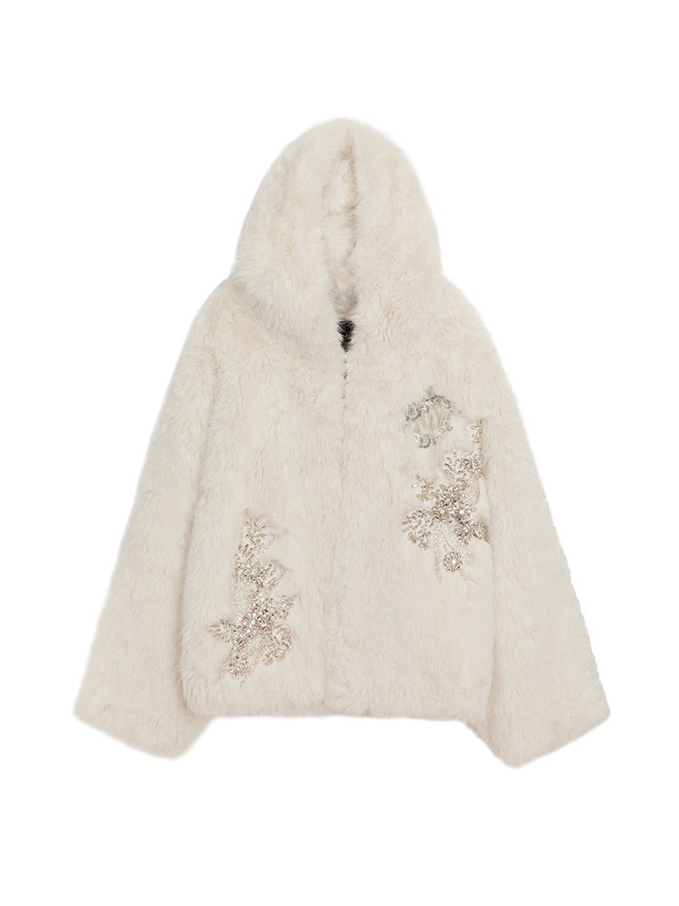 tch crystal embroidery fleece hooded jacket white HighEnd Luxury Streetwear Brand Official Showcase