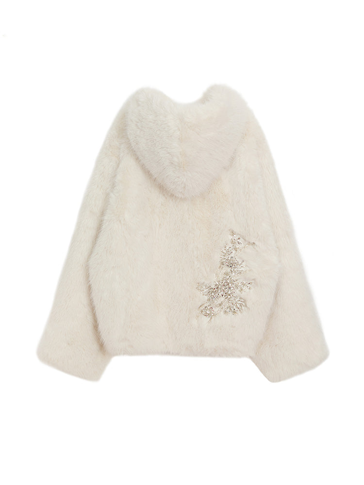 tch crystal embroidery fleece hooded jacket white HighEnd Luxury Streetwear Brand Official Showcase