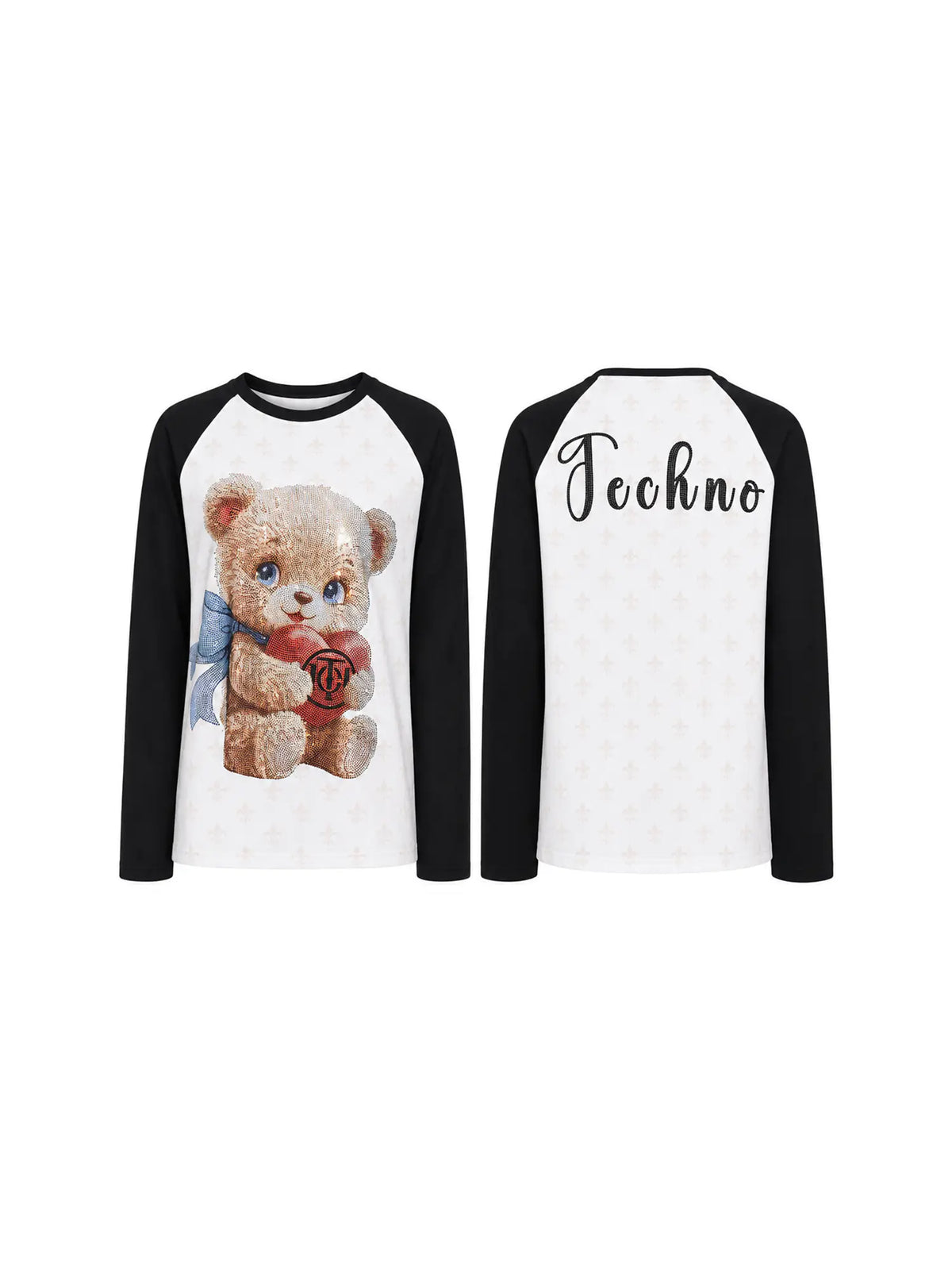 TCH Cute Teddy Bear Graphic Raglan Long Sleeve T-Shirt Luxury Streetwear Brand Official Showcase