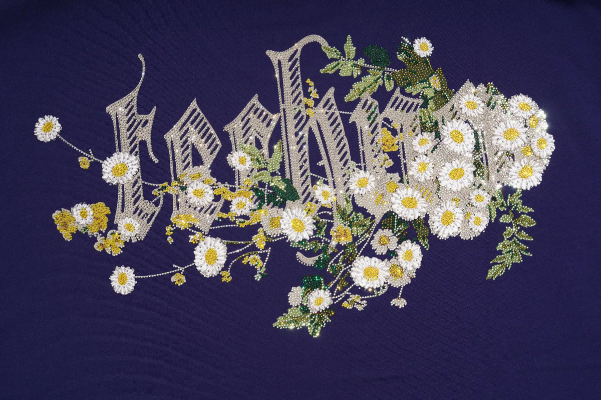 TCH Daisy Flower Graphic Oversized Navy Blue T-Shirt Luxury Streetwear Brand Official Showcase