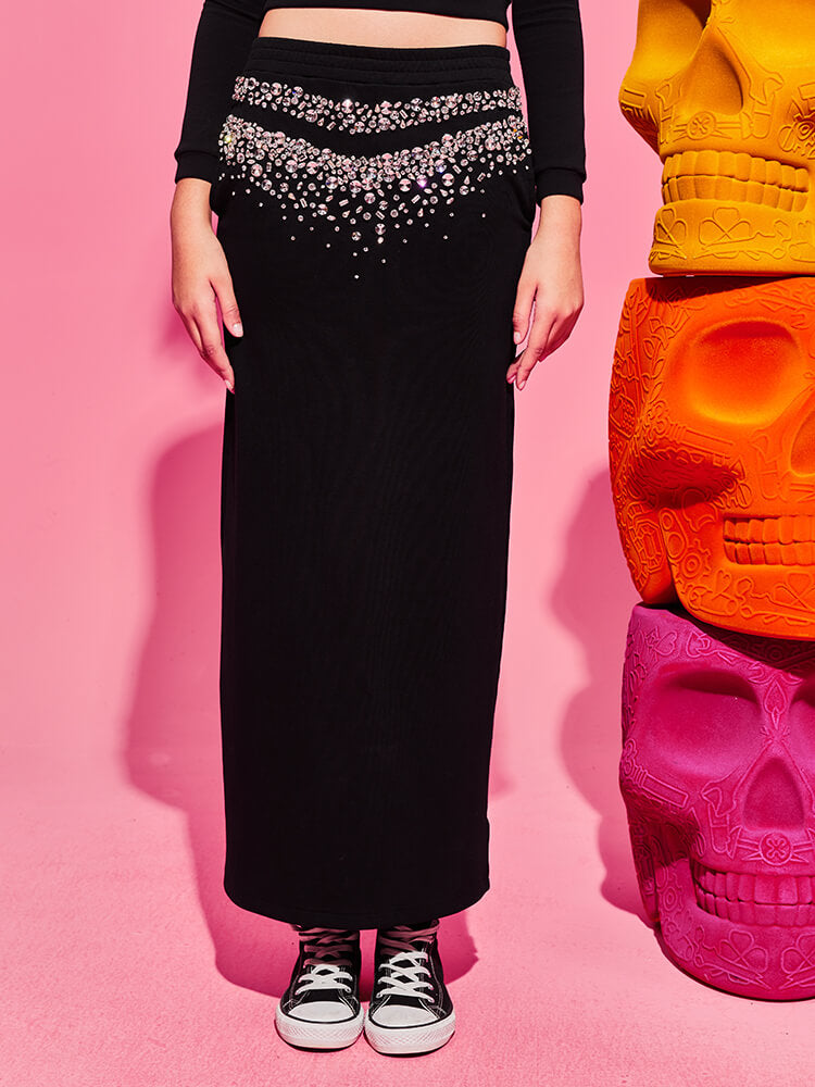 tch diamond high waisted knit long maxi skirt black HighEnd Luxury Streetwear Brand Official Showcase