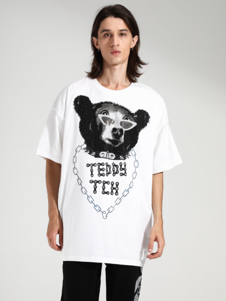 TCH Diamond Printed CrewNeck T-Shirt white HighEnd Luxury Streetwear Brand Official Showcase